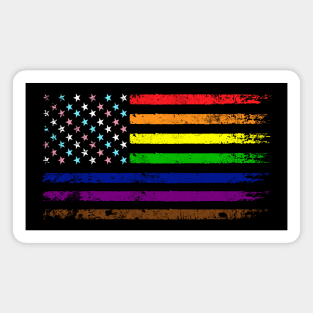 LGBT Rainbow American Flag | LGBTQ 4th of July | Inclusive Gay Pride Flag Magnet